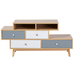 Wyld And Coco Nordicnest Sideboard Brown - Asymmetric 4 Drawers 2 Shelves, Matt Finish - thumbnail 1