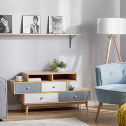 Wyld And Coco Nordicnest Sideboard Brown - Asymmetric 4 Drawers 2 Shelves, Matt Finish - thumbnail 2