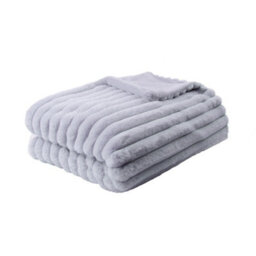 Appletree Morritz Super Soft Grey Faux Fur Throw - thumbnail 3