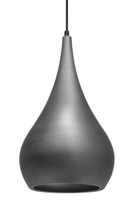 Long Life Lamps Company Modern Retro Teardrop Ceiling Pendant Light Pewter Grey Brushed Metal M0124 - image 1