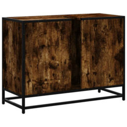 Berkfield Bathroom Sink Cabinet Smoked Oak 80X33X60 Cm Engineered Wood - thumbnail 8