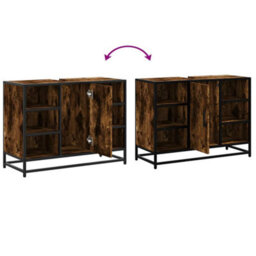 Berkfield Bathroom Sink Cabinet Smoked Oak 80X33X60 Cm Engineered Wood - thumbnail 9