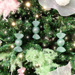 Melody Maison Set Of 3 Sage Green Glitter Sweet Shaped Bauble Decorations - 11Cm