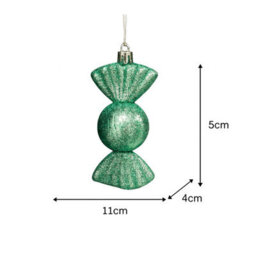 Melody Maison Set Of 3 Sage Green Glitter Sweet Shaped Bauble Decorations - 11Cm - thumbnail 7