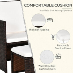 Wyld Haus Nevani Brown 5 Piece Cube Rattan Garden Dining Set With Armchairs Stools And Rectangular Glass Table - thumbnail 8