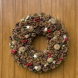 GreenBrokers Premium Quality Christmas Hanging Wreath 48Cm - Festive Pine Cone Display With Gold Frosting - thumbnail 2