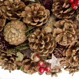 GreenBrokers Premium Quality Christmas Hanging Wreath 48Cm - Festive Pine Cone Display With Gold Frosting - thumbnail 6