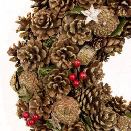 GreenBrokers Premium Quality Christmas Hanging Wreath 48Cm - Festive Pine Cone Display With Gold Frosting - thumbnail 7