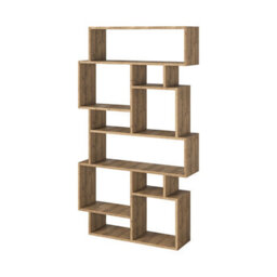 Decortie Karmato Modern Bookcase Display Unit With 10 Compartments Dark Oak Effect 168.5Cm Tall - thumbnail 2