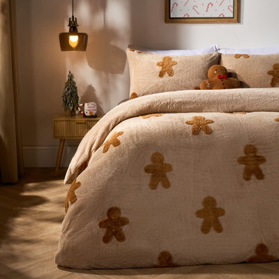OHS Christmas Tufted Gingerbread Man Duvet Cover With Pillowcase Bedding Set - image 1