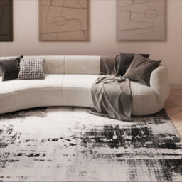 Loomed Silver Grey Transitional Contemporary Abstract Living Area Rug 190X280Cm - thumbnail 1