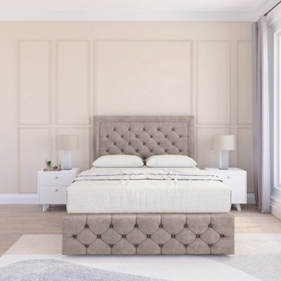 "Sloomy 4Ft6 Vienna Plush Pebble Bed Set With 2 Drawers & Footboard, Mattress & 54"" Headboard - Double" - image 1