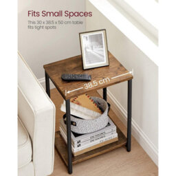 Songmics Industrial End Table With Storage Shelf, Bedside Furniture, Steel Frame Side Table, Rustic Brown And Black - thumbnail 5