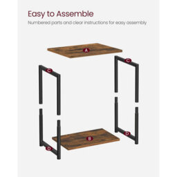 Songmics Industrial End Table With Storage Shelf, Bedside Furniture, Steel Frame Side Table, Rustic Brown And Black - thumbnail 7