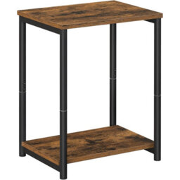 Songmics Industrial End Table With Storage Shelf, Bedside Furniture, Steel Frame Side Table, Rustic Brown And Black - thumbnail 8