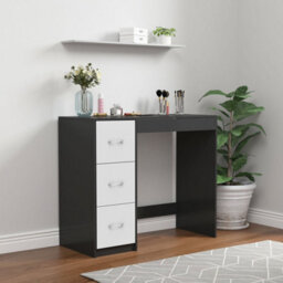 Urbn-Living Urbnliving Height 79.5Cm 3 Drawer Wooden Bedroom Dressing Computer Work Table Desk Black Carcass And White Drawers Jewellery - thumbnail 4