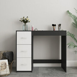 Urbn-Living Urbnliving Height 79.5Cm 3 Drawer Wooden Bedroom Dressing Computer Work Table Desk Black Carcass And White Drawers Jewellery - thumbnail 3