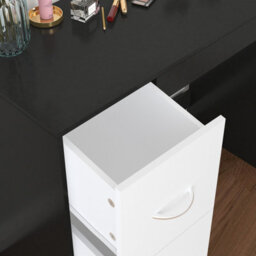 Urbn-Living Urbnliving Height 79.5Cm 3 Drawer Wooden Bedroom Dressing Computer Work Table Desk Black Carcass And White Drawers Jewellery - thumbnail 5