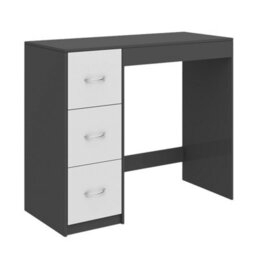 Urbn-Living Urbnliving Height 79.5Cm 3 Drawer Wooden Bedroom Dressing Computer Work Table Desk Black Carcass And White Drawers Jewellery - thumbnail 2
