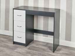 Urbn-Living Urbnliving Height 79.5Cm 3 Drawer Wooden Bedroom Dressing Computer Work Table Desk Black Carcass And White Drawers Jewellery - thumbnail 1