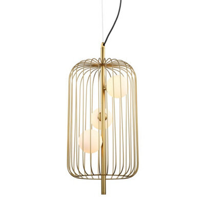 Luminosa Lighting Luminosa Modern Hanging Pendant Golden 3 Light  With Gold, White Shade, G9 - image 1