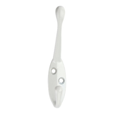 GoodHome White Zinc Alloy Wall-Mounted Hat & Coat Hook (H)27.5mm (D)45mm - image 1