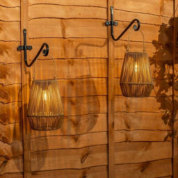 Set Of 2 Solar Lanterns Faux Bamboo Hanging Lights Garden Outdoor - thumbnail 3