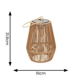 Set Of 2 Solar Lanterns Faux Bamboo Hanging Lights Garden Outdoor - thumbnail 2