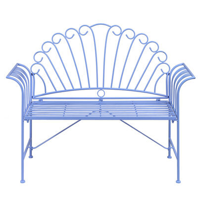 Beliani Garden Bench Cavinia 125 Cm Metal Light Blue - image 1
