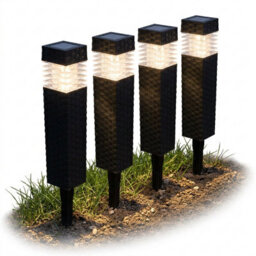 4 Pack Rattan Solar Garden Lights Led Outdoor Pathway & Border Lights, Solar Powered Garden Stake Lighting For Lawn, Patio, Flowrs - thumbnail 1