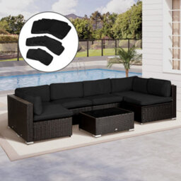 Outsunny Garden Rattan Sofa Set Polyester Cover Replacement No Cushion Black - thumbnail 1