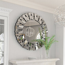 Artloge 80Cm Unique Sunburst Decorative Wall Mirror Round Beveled Wall Mirrors Bathroom - thumbnail 5