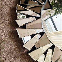 Artloge 80Cm Unique Sunburst Decorative Wall Mirror Round Beveled Wall Mirrors Bathroom - thumbnail 4