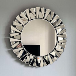 Artloge 80Cm Unique Sunburst Decorative Wall Mirror Round Beveled Wall Mirrors Bathroom