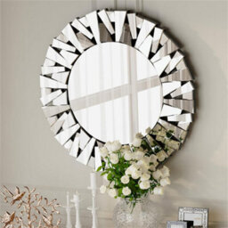 Artloge 80Cm Unique Sunburst Decorative Wall Mirror Round Beveled Wall Mirrors Bathroom - thumbnail 6