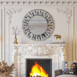Artloge 80Cm Unique Sunburst Decorative Wall Mirror Round Beveled Wall Mirrors Bathroom - thumbnail 9