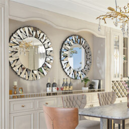 Artloge 80Cm Unique Sunburst Decorative Wall Mirror Round Beveled Wall Mirrors Bathroom - thumbnail 8
