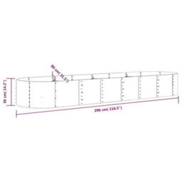 Berkfield Durable Garden Planter Powder-Coated Steel 296X80X36 Cm Silver - thumbnail 6