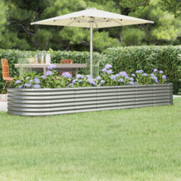Berkfield Durable Garden Planter Powder-Coated Steel 296X80X36 Cm Silver - thumbnail 2