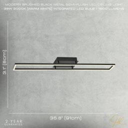 Happy Homewares Brushed Black Led Ceiling Strip Light Fitting - Ideal For Kitchens - thumbnail 6