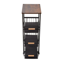 Thehotsale Black 4-Tier Kitchen Storage Trolley With 3 Drawers And 4 Wheels, 39Cm W X 28Cm D X 82Cm H - thumbnail 6