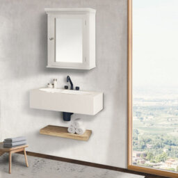 Teamson Home Wall Mounted Mirrored Bathroom Medicine Cabinet, Bathroom Storage, White - thumbnail 8