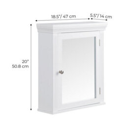 Teamson Home Wall Mounted Mirrored Bathroom Medicine Cabinet, Bathroom Storage, White - thumbnail 4