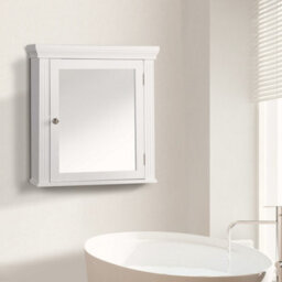 Teamson Home Wall Mounted Mirrored Bathroom Medicine Cabinet, Bathroom Storage, White - thumbnail 1
