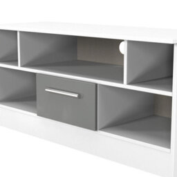 Trent 1 Drawer Open Tv Unit In Dusk Grey & White Matt (Ready Assembled) - thumbnail 4