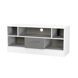 Trent 1 Drawer Open Tv Unit In Dusk Grey & White Matt (Ready Assembled) - thumbnail 3