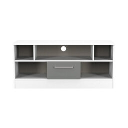 Trent 1 Drawer Open Tv Unit In Dusk Grey & White Matt (Ready Assembled) - thumbnail 1