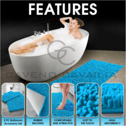 Gc Gaveno Cavailia Infinity Loop Extra Large 2 Piece Bath Mat Set Teal Super Absorbent Non Slip Shower Mat - thumbnail 2