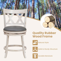 "Costway Set Of 2 Bar Stools Counter Height Chair Pub 360 Swiveling Upholstered Seat 24""" - thumbnail 7