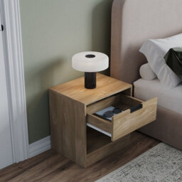 Urbn-Living Urbnliving 47Cm Height Drawer Bedside Oak Table Nightstand Shelf Cabinet Storage Unit Bedroom Furniture Set Of 2 - thumbnail 3